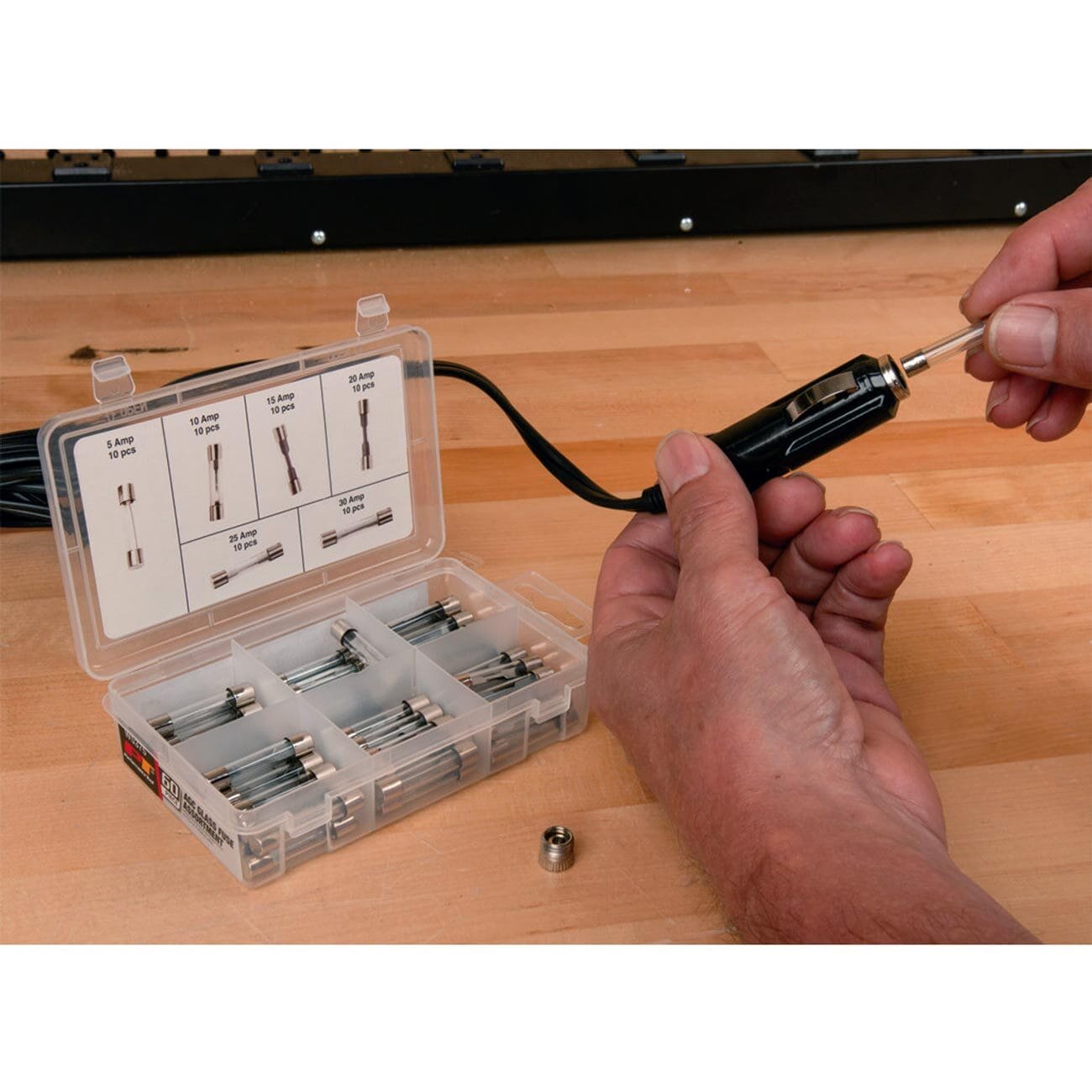 Performance Tool Assorted AGC Glass Fuse Assortment (5A to 30A) in a Clear Plastic Case (60 Pieces)