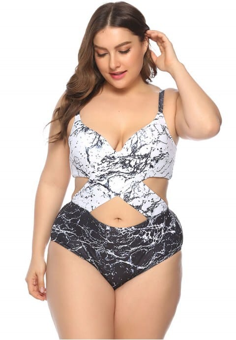 Plus Size Criss-cross Underwire One Piece Swimsuit
