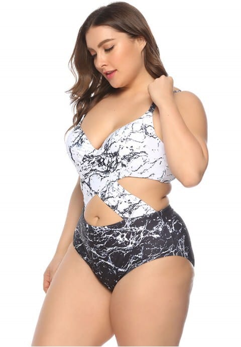 Plus Size Criss-cross Underwire One Piece Swimsuit