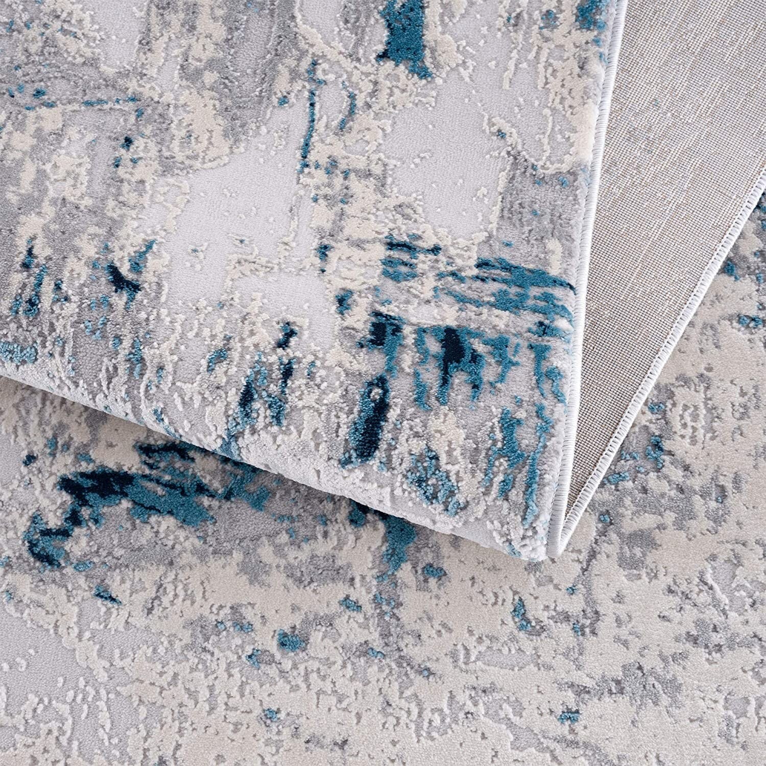 4' X 6' Blue Abstract Dhurrie Area Rug