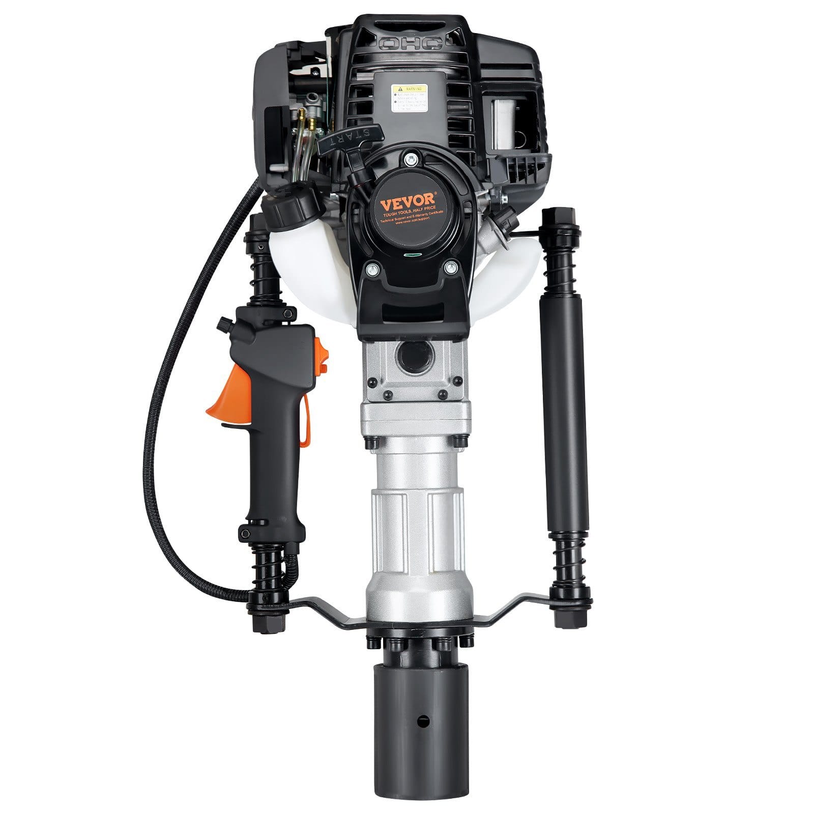 37.77cc Gas-Powered T Post Driver, 4-Stroke Engine Gasoline Fence Piling Pounder, with 2 Post Driving Head(55/70 mm) , 1000W Portable Piledriver For Farm, Ranch Fencing, Road Improvements