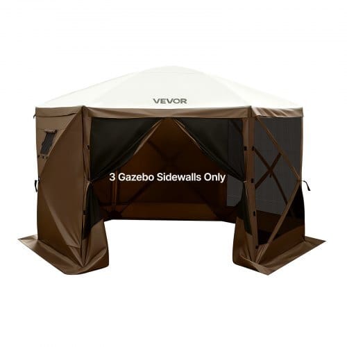 Canopy Sidewalls, 5.67 x 4.85 ft, Canopy Tent Walls with Waterproof and Sunlight Protection Layer, One-Sided Window Design, Fit for Outdoor Event Tents, Vendor Booths (3 Sidewalls Only, Brown)