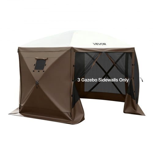 Canopy Sidewalls, 5.67 x 4.85 ft, Canopy Tent Walls with Waterproof and Sunlight Protection Layer, One-Sided Window Design, Fit for Outdoor Event Tents, Vendor Booths (3 Sidewalls Only, Brown)