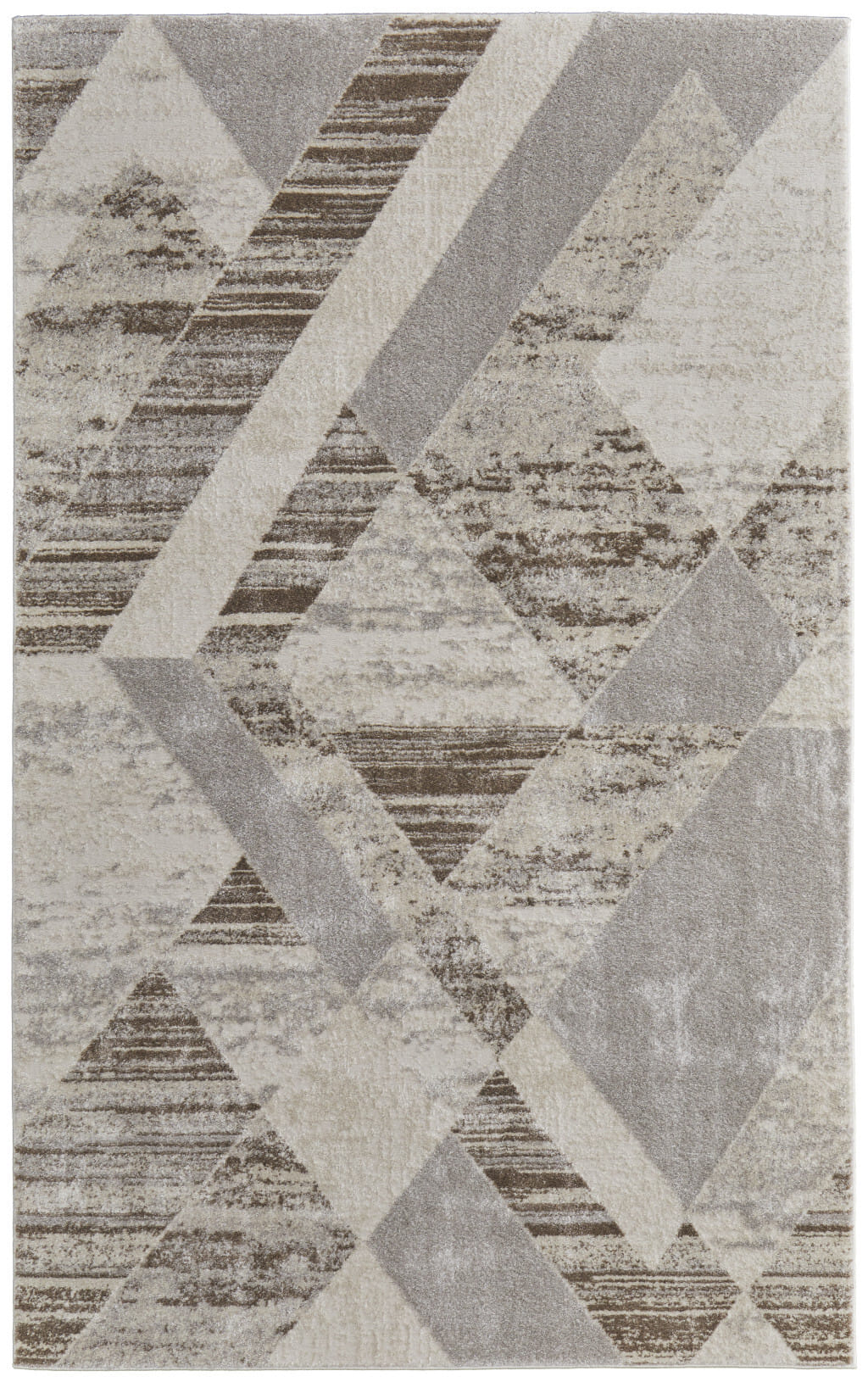 5' X 8' Ivory Gray and Brown Geometric Power Loom Area Rug