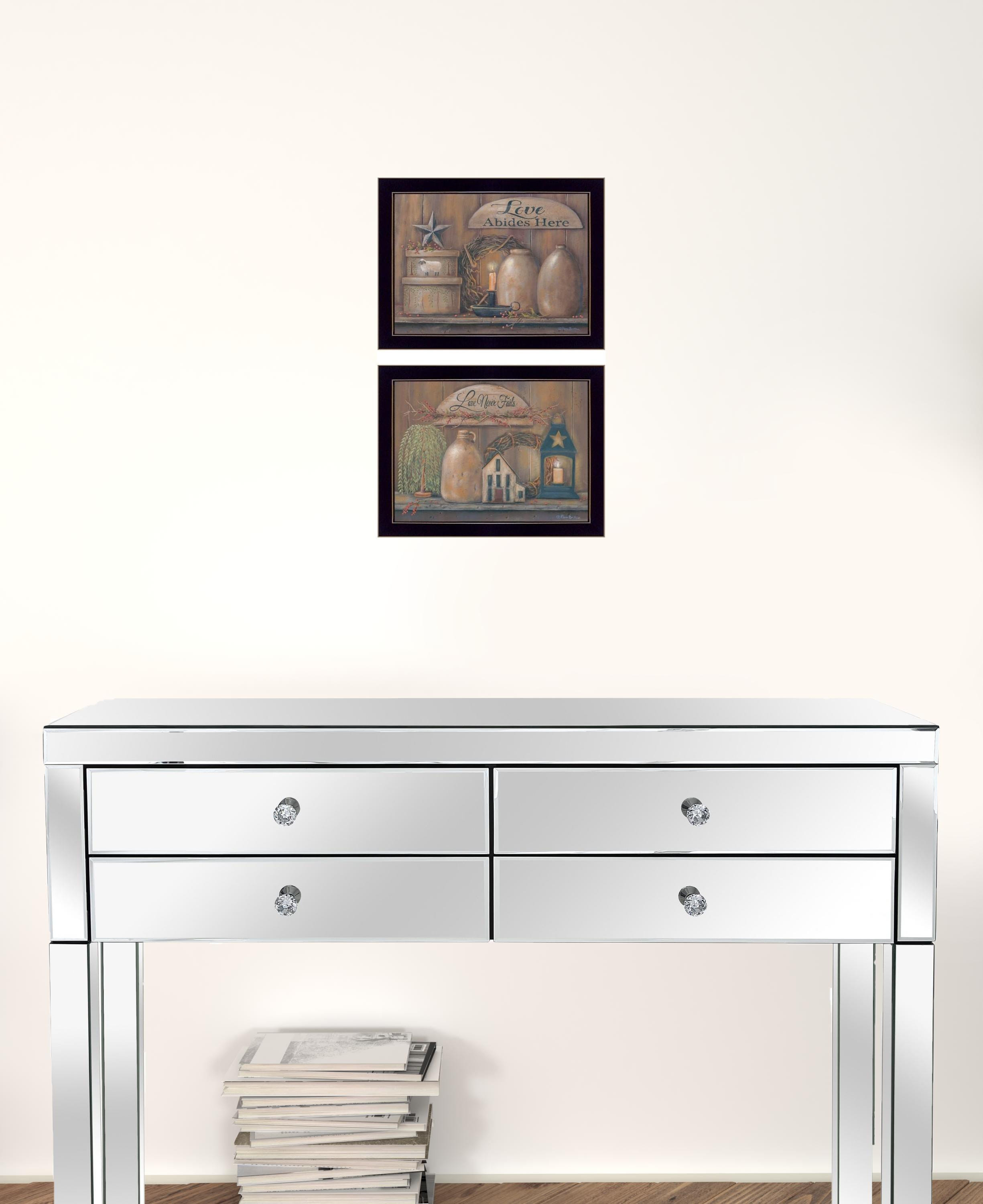 Set Of Two Love Never Fails 3 Black Framed Print Wall Art