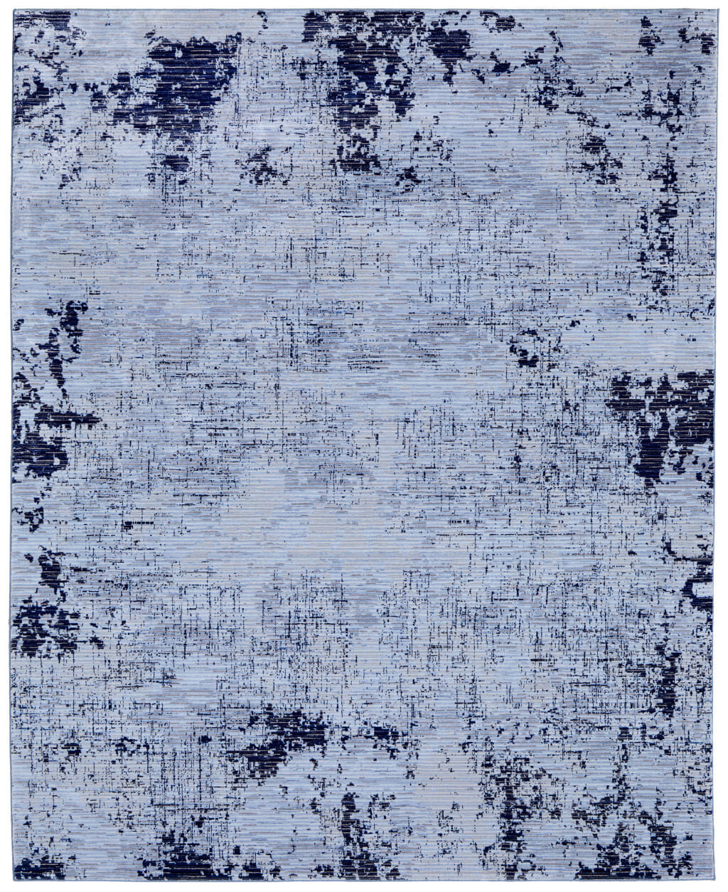 5' X 8' Light Blue and Black Abstract Power Loom Area Rug