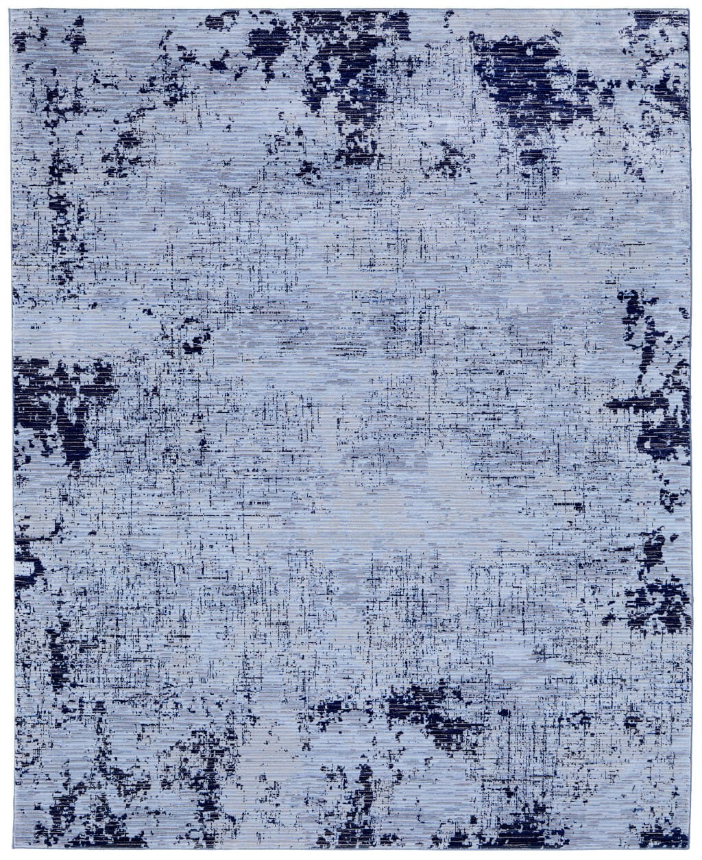 5' X 8' Light Blue and Black Abstract Power Loom Area Rug