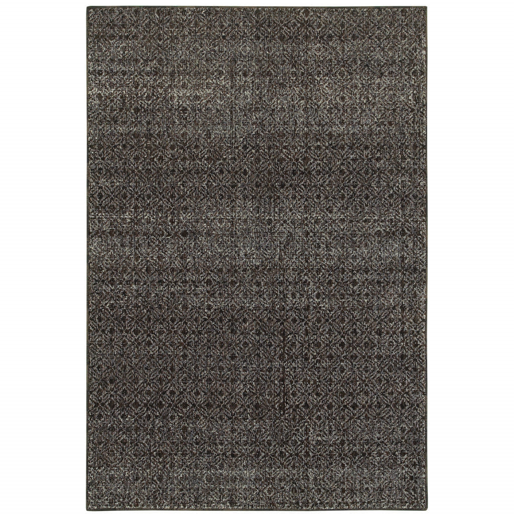 7' X 10' Gray Geometric Power Loom Area Rug