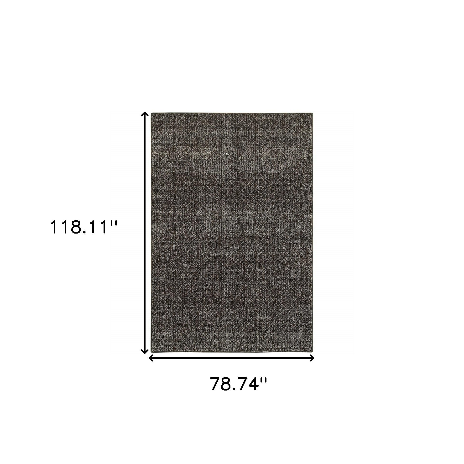 7' X 10' Gray Geometric Power Loom Area Rug