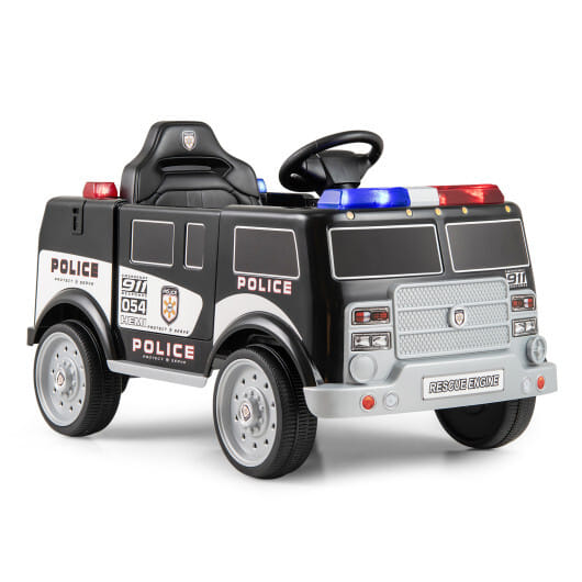 12V Battery Powered Electric Vehicle with 3 Speeds and Megaphone-Black - Color: Black