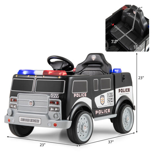 12V Battery Powered Electric Vehicle with 3 Speeds and Megaphone-Black - Color: Black