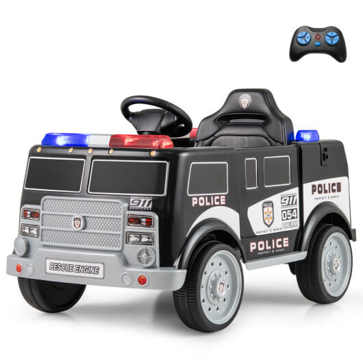 12V Battery Powered Electric Vehicle with 3 Speeds and Megaphone-Black - Color: Black