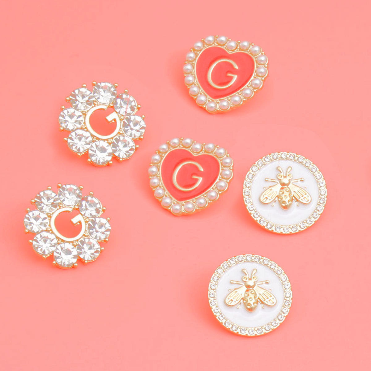 3 Pcs Gold Crystal Stud Set -Couturier Glam