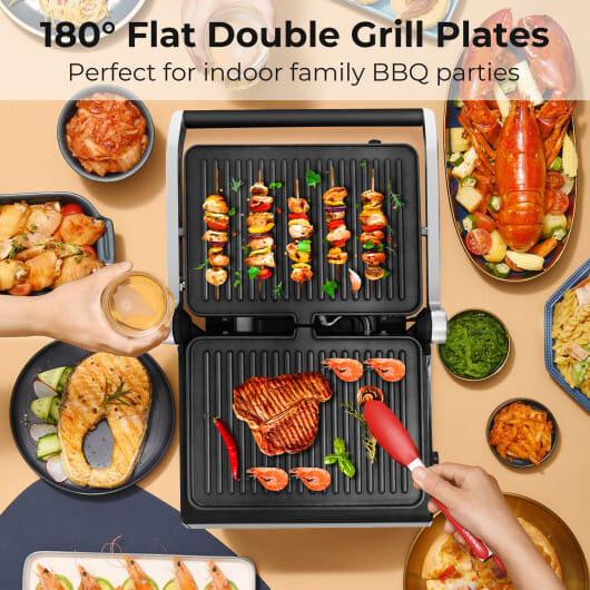 Costway 3 in 1 Indoor Electric Panini Press Grill with LED Display-Black