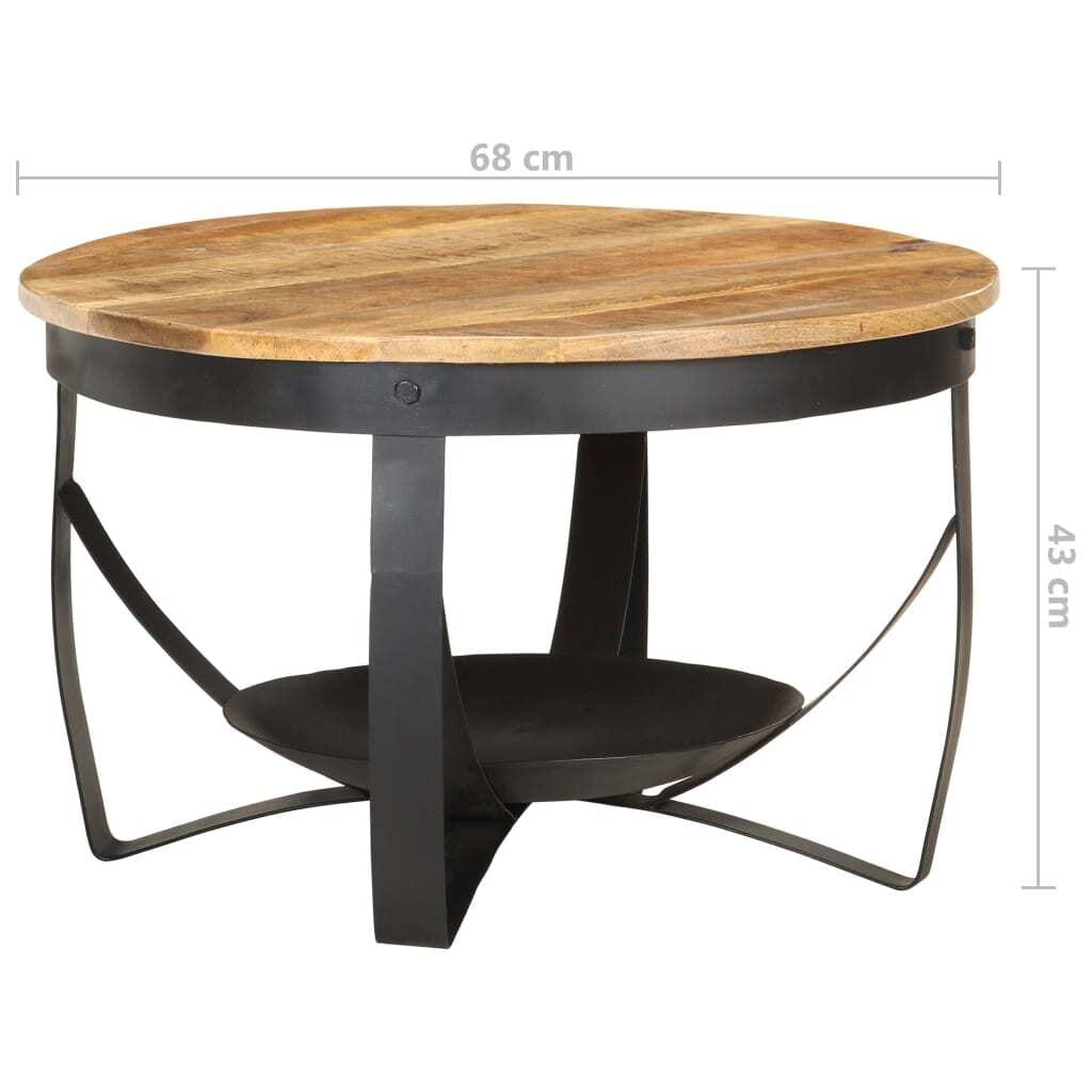 Coffee Table Ø26.8"x16.9" Rough Mango Wood