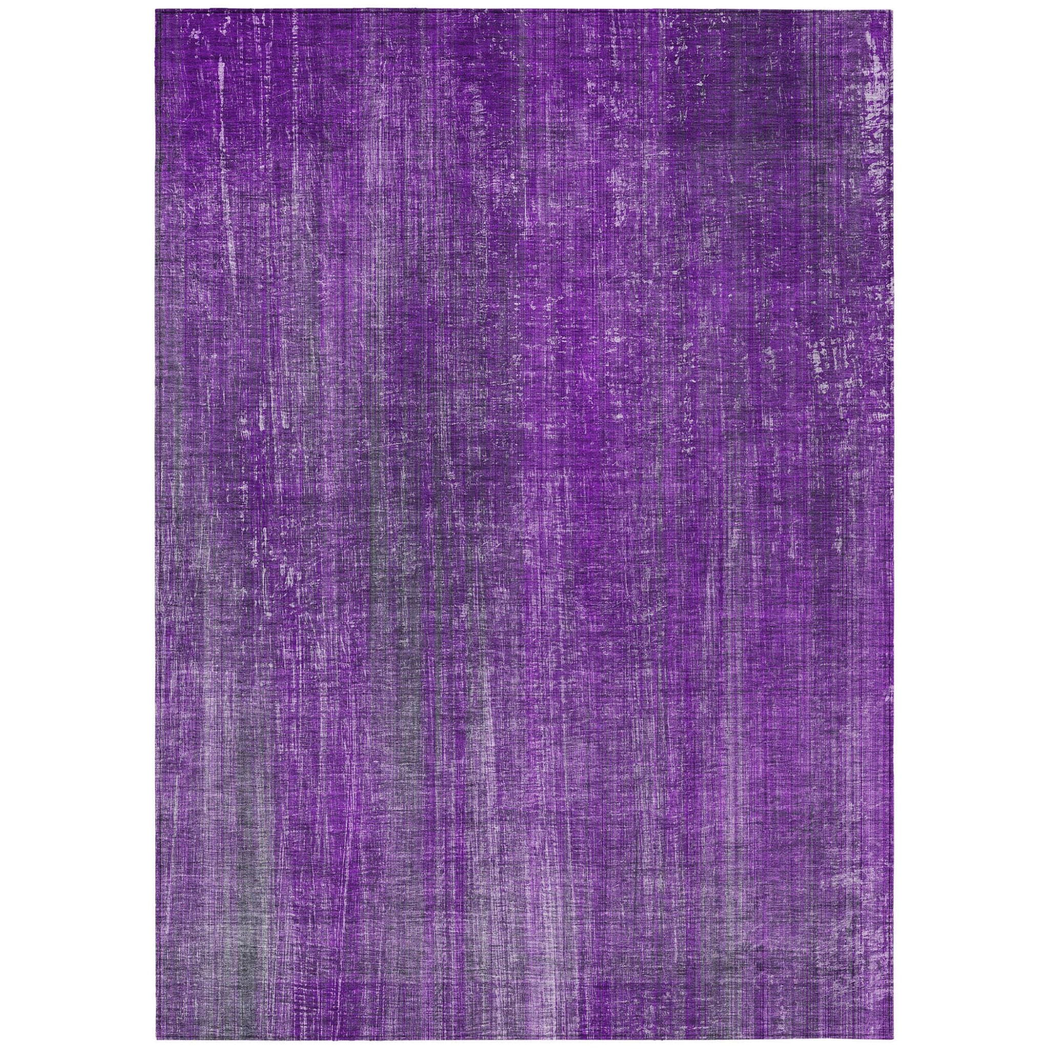 8' X 10' Purple Striped Washable Non Skid Indoor Outdoor Area Rug