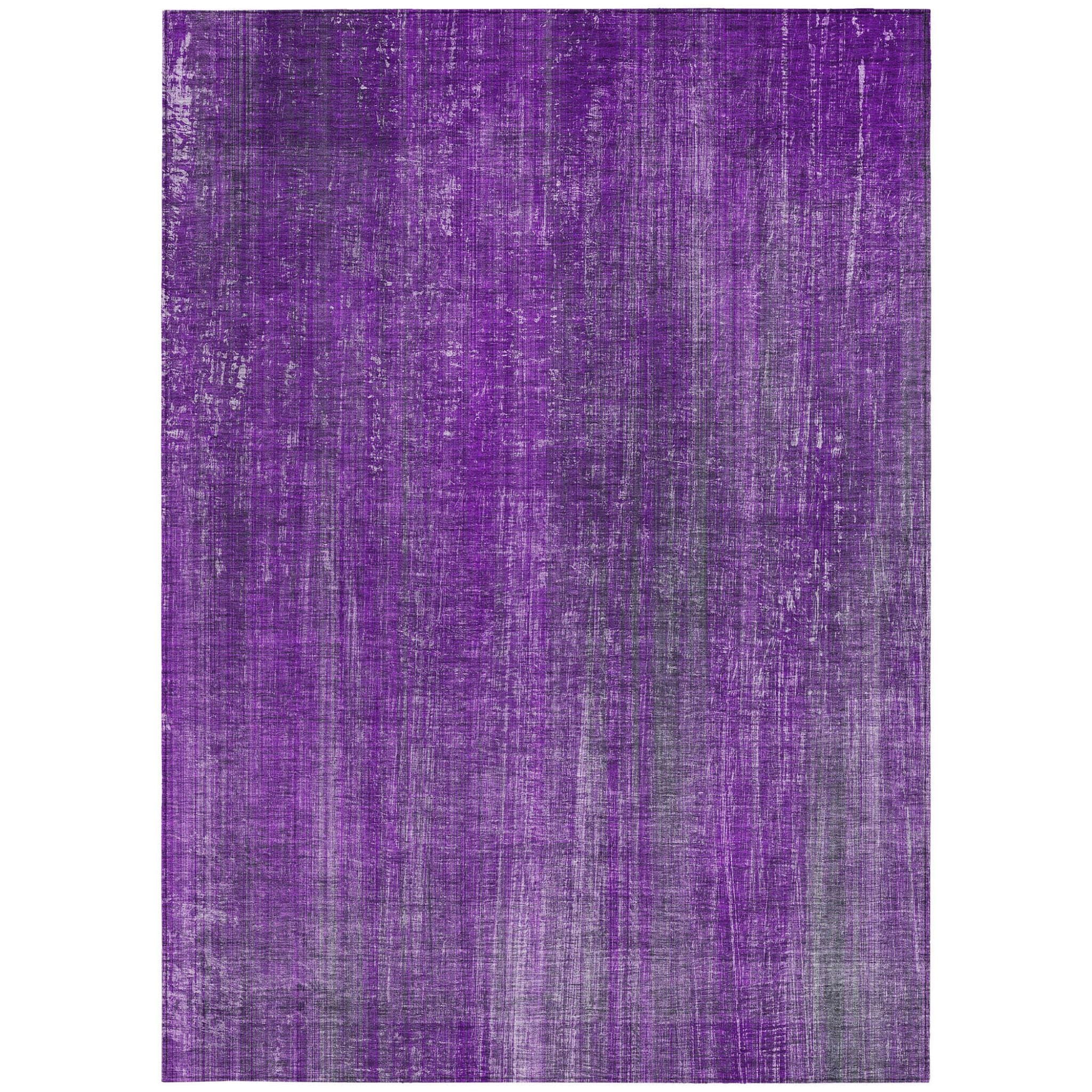 8' X 10' Purple Striped Washable Non Skid Indoor Outdoor Area Rug