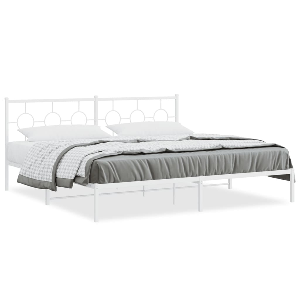 Metal Bed Frame without Mattress with Headboard White 76"x79.9