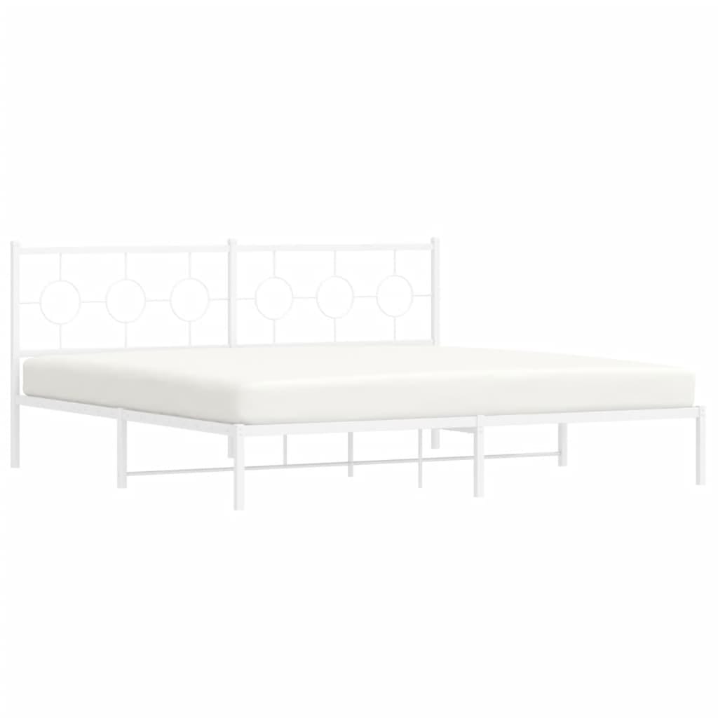 Metal Bed Frame without Mattress with Headboard White 76"x79.9