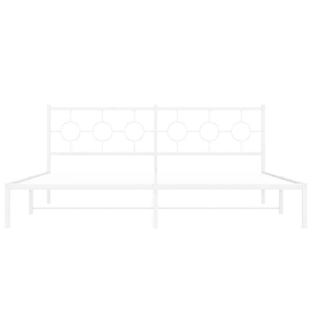 Metal Bed Frame without Mattress with Headboard White 76"x79.9