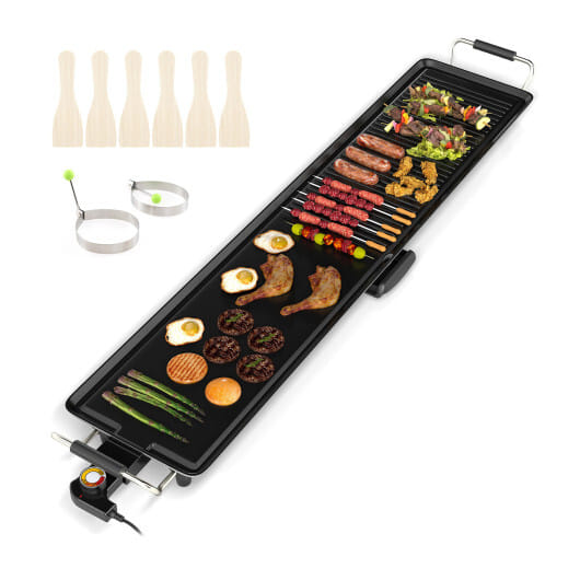 Costway 39.5 Inch Extra Large Electric Griddle with 2 Cooking Surface and Adjustable Temperatures - Color: Black