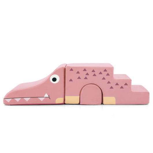 Convertible Kids Play Couch Sofa with Removable Velvet Covers-Pink - Color: Pink