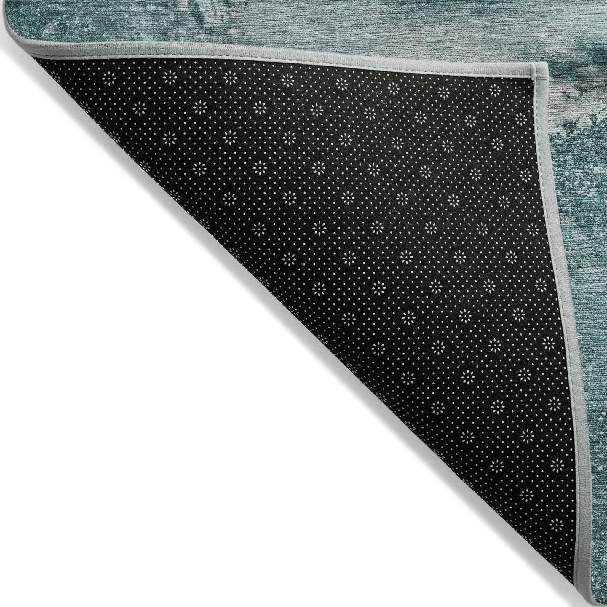 8' Round Teal Round Abstract Washable Non Skid Indoor Outdoor Area Rug