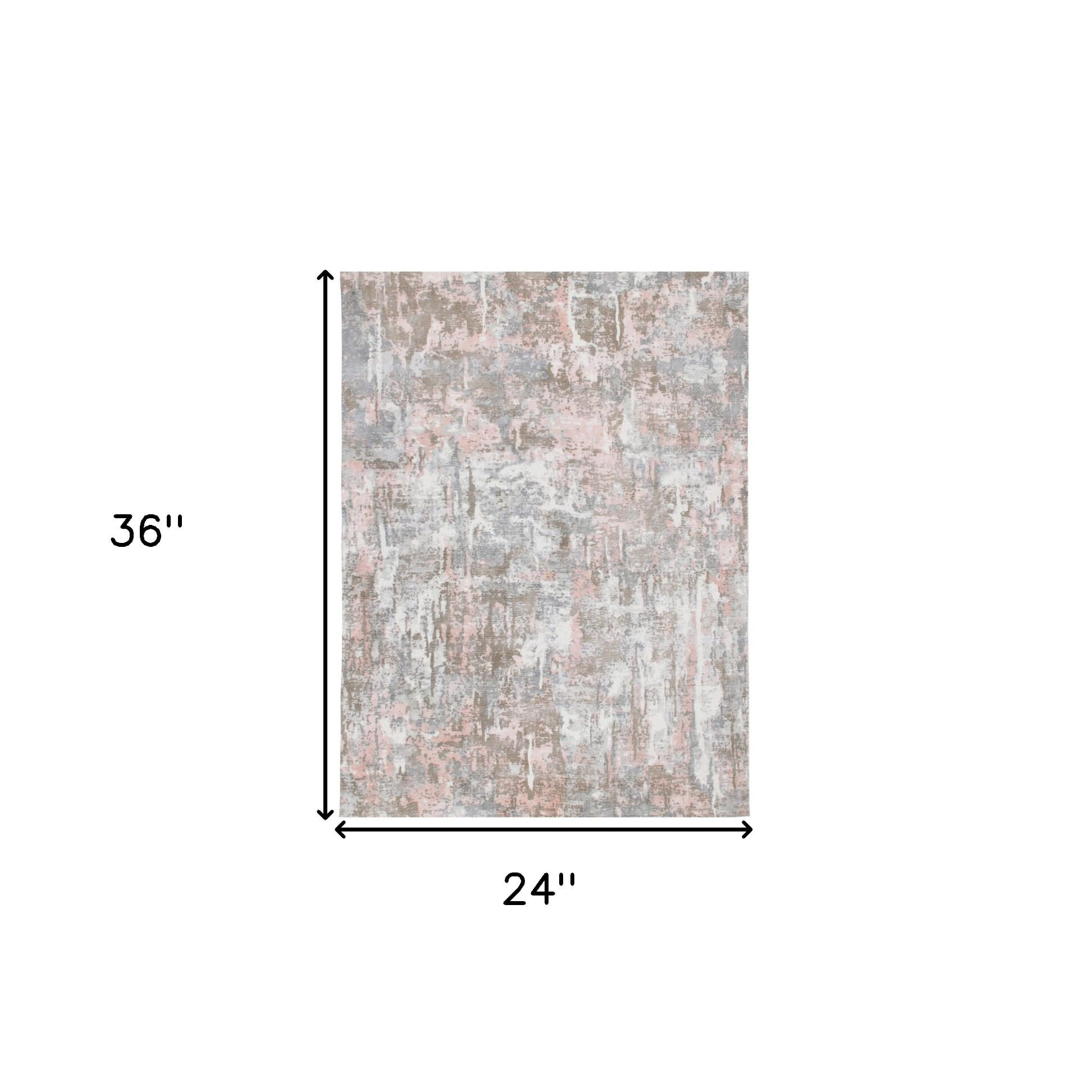 2' X 3' Gray and Pink Abstract Hand Loomed Area Rug