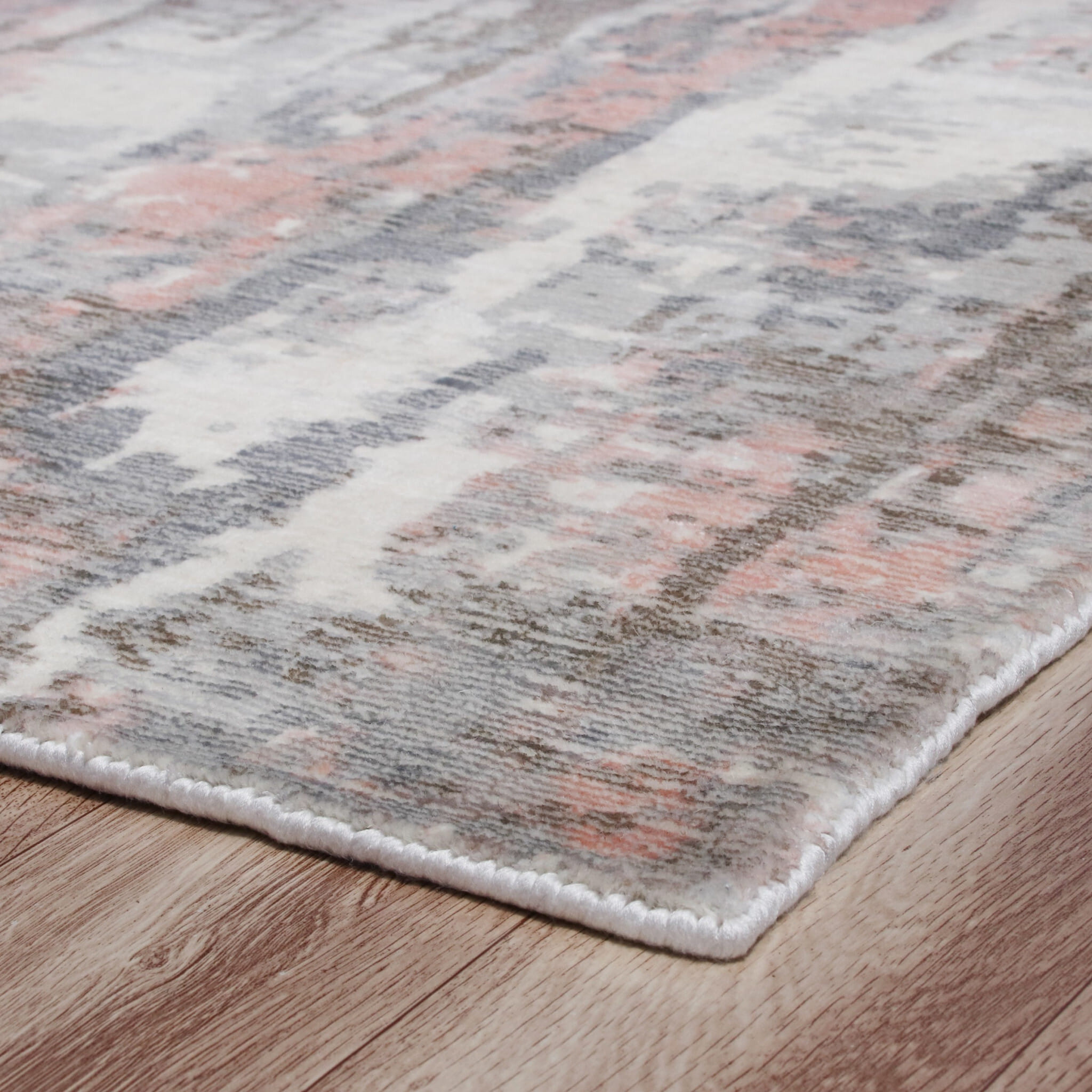2' X 3' Gray and Pink Abstract Hand Loomed Area Rug