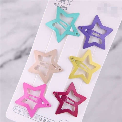 Candy Color Star Design Korean Fashion Women Hair Clips Combo
