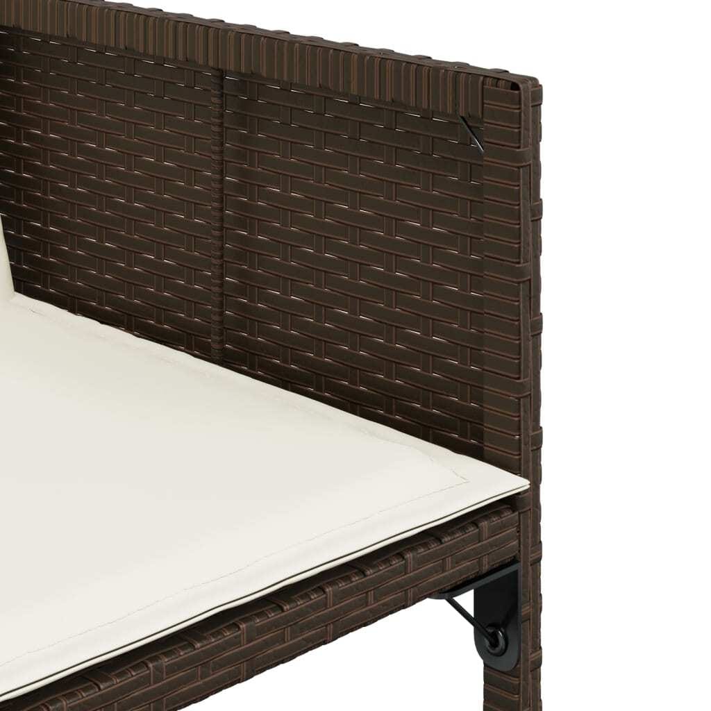 11 Piece Patio Dining Set with Cushions Brown Poly Rattan