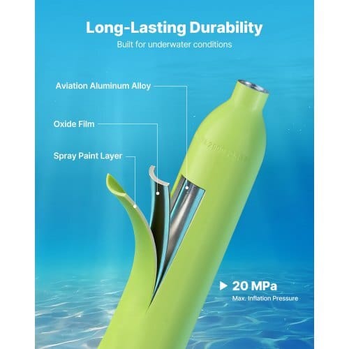 Mini Scuba Tank with Sub-Mask, 0.5L Portable Small Diving Tank for Underwater Breathing, Reusable Lung Diving Cylinder up to 10 Minutes Dive Time, Emergency Rescue Pony Bottle for Snorkeling