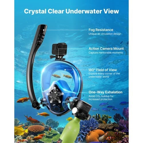 Mini Scuba Tank with Sub-Mask, 0.5L Portable Small Diving Tank for Underwater Breathing, Reusable Lung Diving Cylinder up to 10 Minutes Dive Time, Emergency Rescue Pony Bottle for Snorkeling