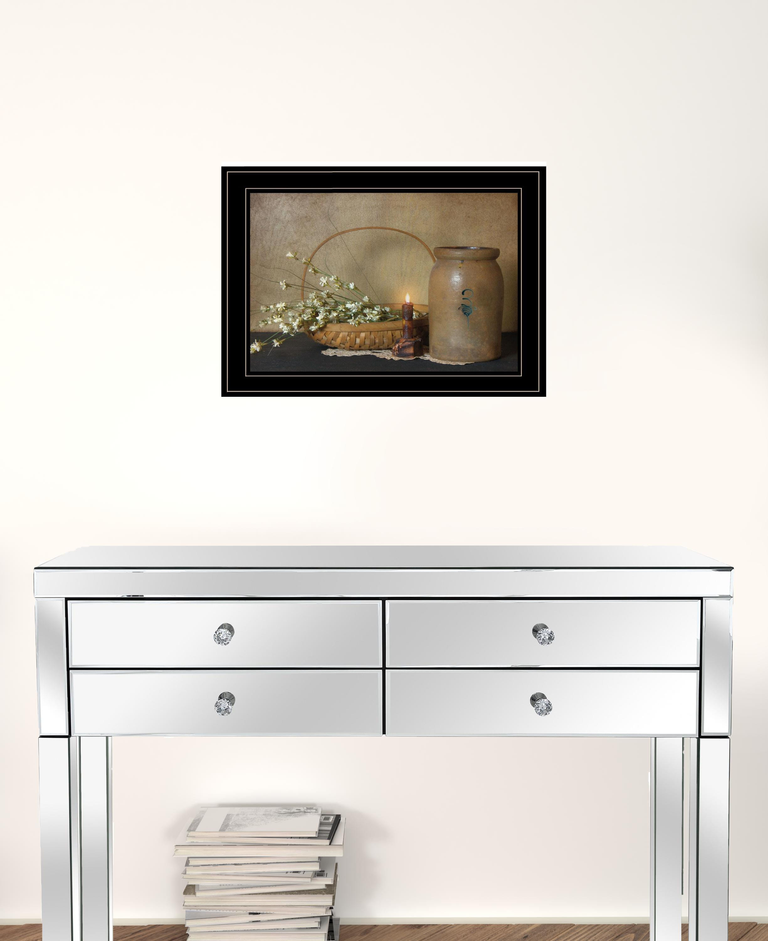 Set Of Two Candle Light and Flowers 2 Black Framed Print Wall Art
