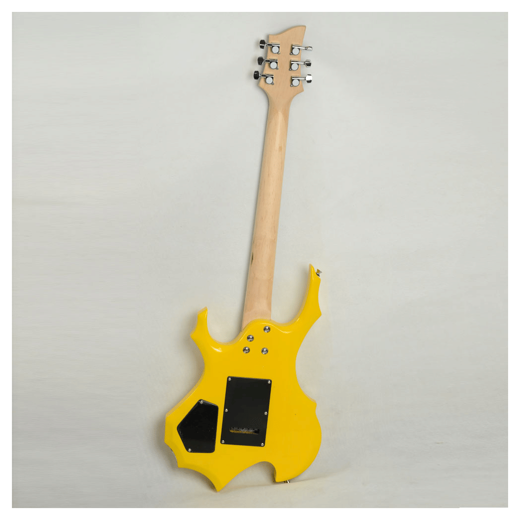 Novice Flame Shaped Electric Guitar HSH Pickup Bag Strap Paddle Rocker Cable Wrench Tool Yellow