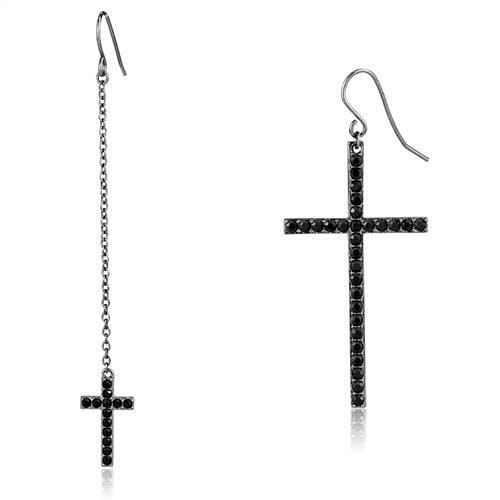 TK2816 - IP Light Black (IP Gun) Stainless Steel Earrings with Top Grade Crystal in Jet