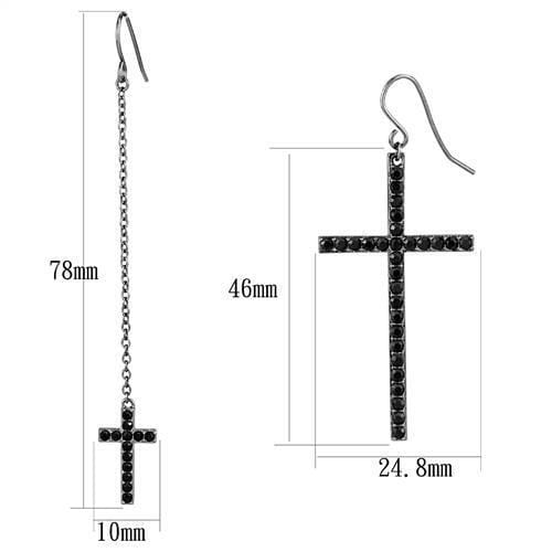 TK2816 - IP Light Black (IP Gun) Stainless Steel Earrings with Top Grade Crystal in Jet
