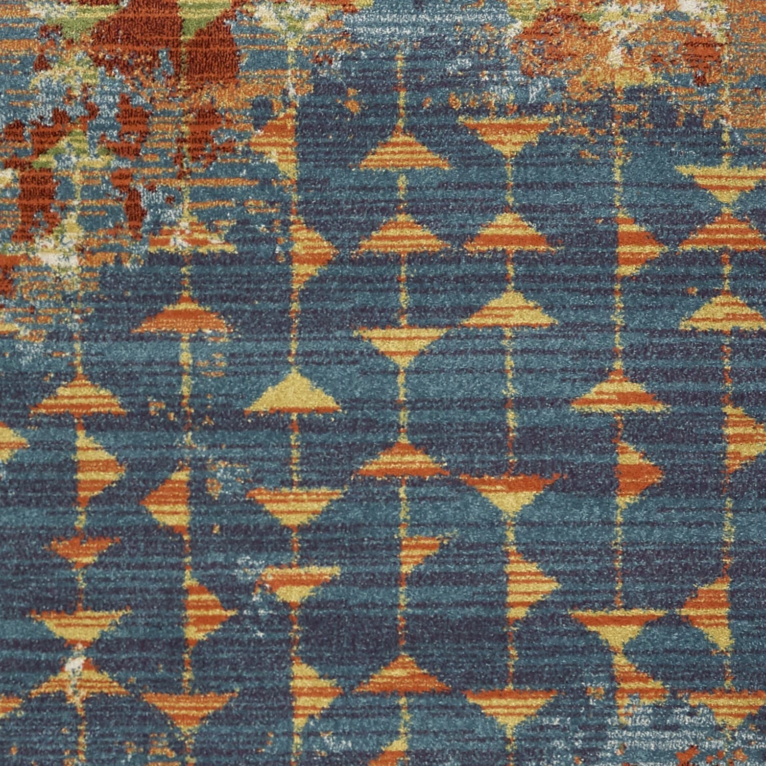 7' X 10' Blue and Orange Area Rug