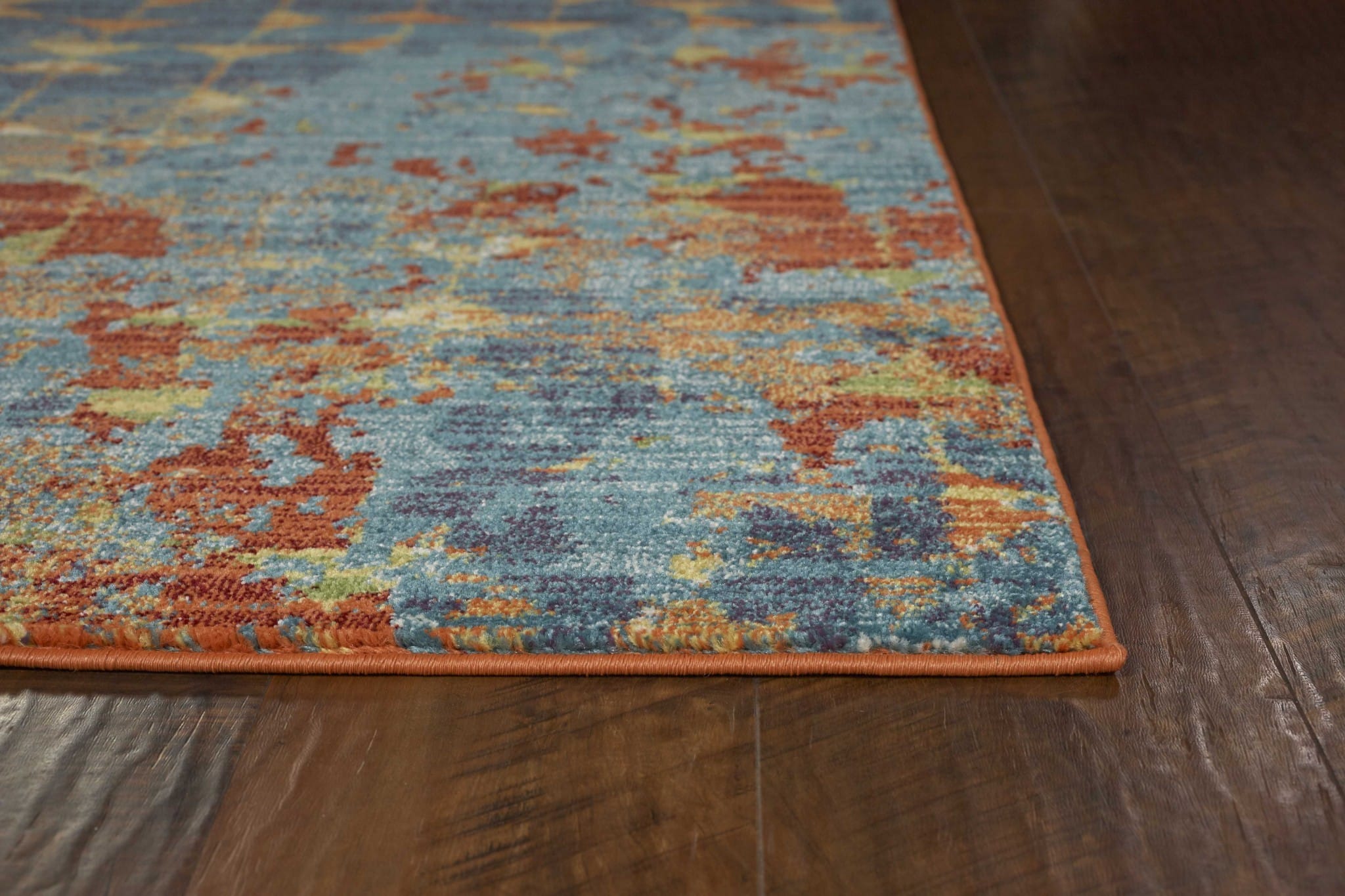 7' X 10' Blue and Orange Area Rug
