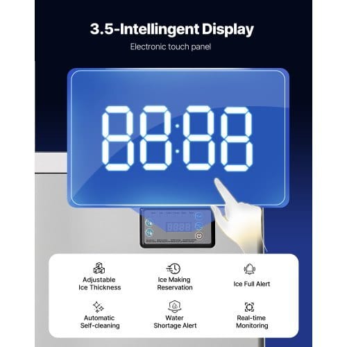 Commercial Ice Maker Machine, 650LBS/24H Ice-Making Machine with 250LBS Stainless Steel Storage Bin, Auto Self-Cleaning Ice Maker with Touchscreen for Bar Cafe Restaurant Business Commercial
