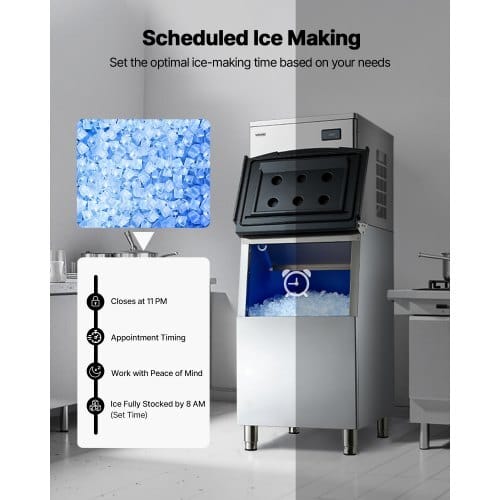 Commercial Ice Maker Machine, 650LBS/24H Ice-Making Machine with 250LBS Stainless Steel Storage Bin, Auto Self-Cleaning Ice Maker with Touchscreen for Bar Cafe Restaurant Business Commercial