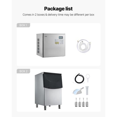 Commercial Ice Maker Machine, 650LBS/24H Ice-Making Machine with 250LBS Stainless Steel Storage Bin, Auto Self-Cleaning Ice Maker with Touchscreen for Bar Cafe Restaurant Business Commercial