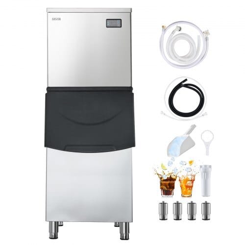 Commercial Ice Maker Machine, 650LBS/24H Ice-Making Machine with 250LBS Stainless Steel Storage Bin, Auto Self-Cleaning Ice Maker with Touchscreen for Bar Cafe Restaurant Business Commercial