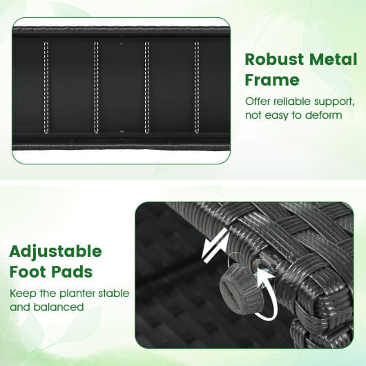 Set of 2 58 Inch Raised Garden Bed with Trellis and Wicker Planter Box-Black - Color: Black - Size: Set of 2