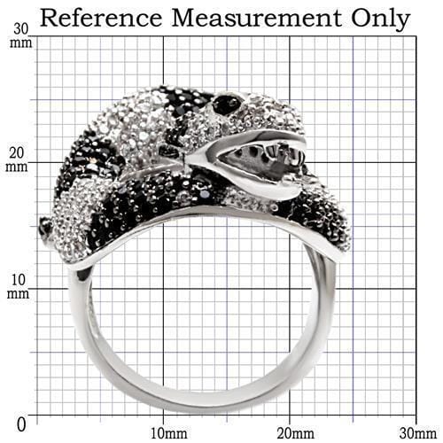 1W081 - Rhodium + Ruthenium Brass Ring with AAA Grade CZ in Black Diamond