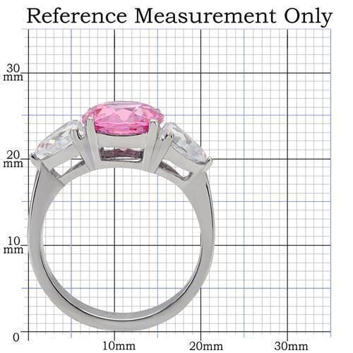 TK164 - High polished (no plating) Stainless Steel Ring with AAA Grade CZ in Rose