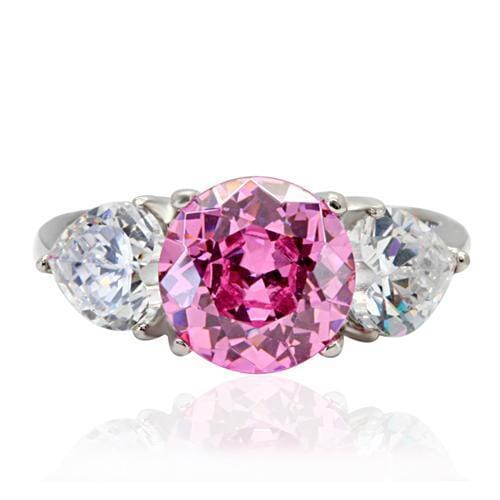TK164 - High polished (no plating) Stainless Steel Ring with AAA Grade CZ in Rose