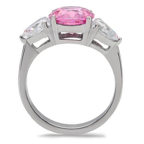 TK164 - High polished (no plating) Stainless Steel Ring with AAA Grade CZ in Rose
