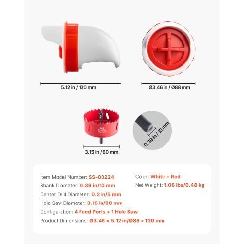 DIY Chicken Feeder, 4 Feed Ports, Rain Proof Poultry Feeder with Cover, No Waste, Automatic Gravity Feed Kit with Sturdy Steel Hole Saw, Rubber Sealing Ring, for Buckets, Barrels, Bins, Troughs