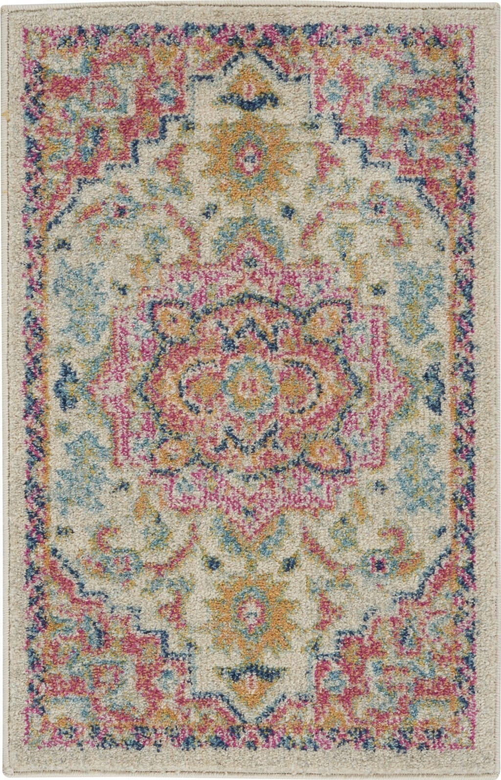 2' X 3' Pink And Ivory Southwestern Dhurrie Area Rug